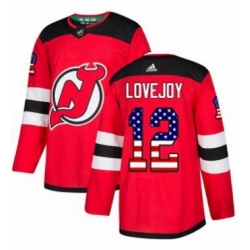 Mens Adidas New Jersey Devils 12 Ben Lovejoy Authentic Red USA Flag Fashion NHL Jersey 