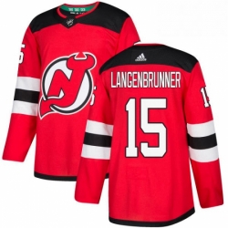 Mens Adidas New Jersey Devils 15 Jamie Langenbrunner Authentic Red Home NHL Jersey 