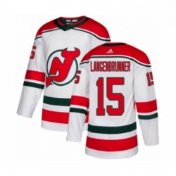 Mens Adidas New Jersey Devils 15 Jamie Langenbrunner Premier White Alternate NHL Jersey 