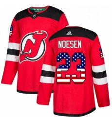 Mens Adidas New Jersey Devils 23 Stefan Noesen Authentic Red USA Flag Fashion NHL Jersey 