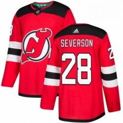 Mens Adidas New Jersey Devils 28 Damon Severson Premier Red Home NHL Jersey 