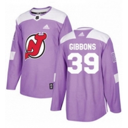 Mens Adidas New Jersey Devils 39 Brian Gibbons Authentic Purple Fights Cancer Practice NHL Jersey 