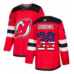 Mens Adidas New Jersey Devils 39 Brian Gibbons Authentic Red USA Flag Fashion NHL Jersey 