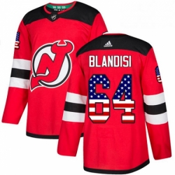 Mens Adidas New Jersey Devils 64 Joseph Blandisi Authentic Red USA Flag Fashion NHL Jersey 