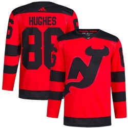 Men's New Jersey Devils #86 Jack Hughes Red 2023-2024 Stadium Series Stitched Jersey