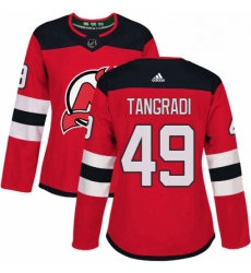 Womens Adidas New Jersey Devils 49 Eric Tangradi Authentic Red Home NHL Jersey 