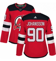 Womens Adidas New Jersey Devils 90 Marcus Johansson Authentic Red Home NHL Jersey 