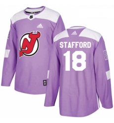 Youth Adidas New Jersey Devils 18 Drew Stafford Authentic Purple Fights Cancer Practice NHL Jersey 