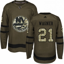 Mens Adidas New York Islanders 21 Chris Wagner Premier Green Salute to Service NHL Jersey 