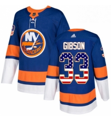 Mens Adidas New York Islanders 33 Christopher Gibson Authentic Royal Blue USA Flag Fashion NHL Jersey 