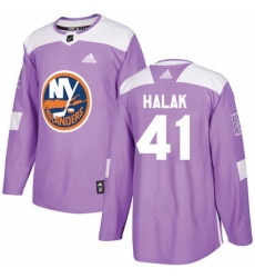 Mens Adidas New York Islanders 41 Jaroslav Halak Authentic Purple Fights Cancer Practice NHL Jersey 