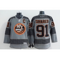 NHL New York Islanders #91 John Tavares Charcoal Cross Check Fashion jerseys