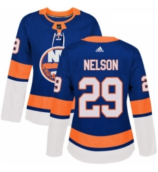 Womens Adidas New York Islanders 29 Brock Nelson Authentic Royal Blue Home NHL Jersey 