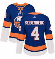 Womens Adidas New York Islanders 4 Dennis Seidenberg Premier Royal Blue Home NHL Jersey 