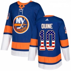 Youth Adidas New York Islanders 10 Alan Quine Authentic Royal Blue USA Flag Fashion NHL Jersey 