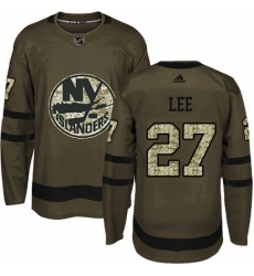 Youth Adidas New York Islanders 27 Anders Lee Premier Green Salute to Service NHL Jersey 