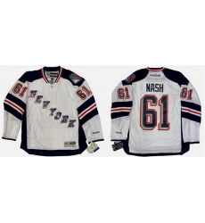 Men New York Rangers 61 Rick Nash 2014 White Stitched Hockey Jersey