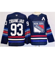 Men New York Rangers 93 Mika Zibanejad Navy 2024 25 Stitched Jersey