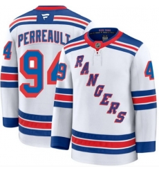 Men New York Rangers  94 Gabe Perreault White Away Stitched Hockey Jersey