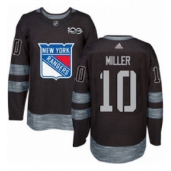 Mens Adidas New York Rangers 10 JT Miller Authentic Black 1917 2017 100th Anniversary NHL Jersey 