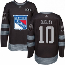 Mens Adidas New York Rangers 10 Ron Duguay Authentic Black 1917 2017 100th Anniversary NHL Jersey 