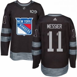 Mens Adidas New York Rangers 11 Mark Messier Authentic Black 1917 2017 100th Anniversary NHL Jersey 