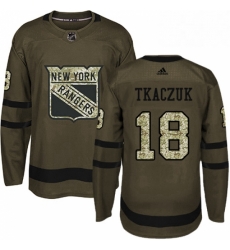 Mens Adidas New York Rangers 18 Walt Tkaczuk Premier Green Salute to Service NHL Jersey 