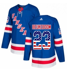 Mens Adidas New York Rangers 23 Jeff Beukeboom Authentic Royal Blue USA Flag Fashion NHL Jersey 