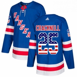 Mens Adidas New York Rangers 25 Adam Cracknell Authentic Royal Blue USA Flag Fashion NHL Jersey 