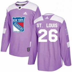 Mens Adidas New York Rangers 26 Martin St Louis Authentic Purple Fights Cancer Practice NHL Jersey 