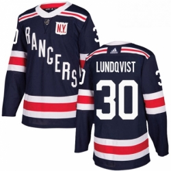 Mens Adidas New York Rangers 30 Henrik Lundqvist Authentic Navy Blue 2018 Winter Classic NHL Jersey 