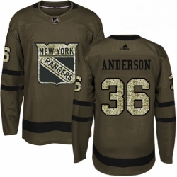 Mens Adidas New York Rangers 36 Glenn Anderson Authentic Green Salute to Service NHL Jersey 