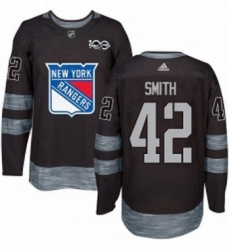 Mens Adidas New York Rangers 42 Brendan Smith Authentic Black 1917 2017 100th Anniversary NHL Jersey 