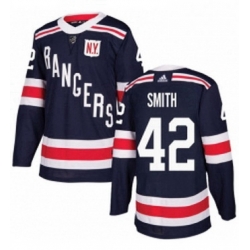 Mens Adidas New York Rangers 42 Brendan Smith Authentic Navy Blue 2018 Winter Classic NHL Jersey 