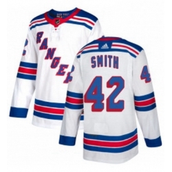 Mens Adidas New York Rangers 42 Brendan Smith Authentic White Away NHL Jersey 