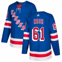 Mens Adidas New York Rangers 61 Rick Nash Authentic Royal Blue Home NHL Jersey 