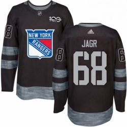 Mens Adidas New York Rangers 68 Jaromir Jagr Authentic Black 1917 2017 100th Anniversary NHL Jersey 