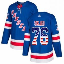 Mens Adidas New York Rangers 76 Brady Skjei Authentic Royal Blue USA Flag Fashion NHL Jersey 