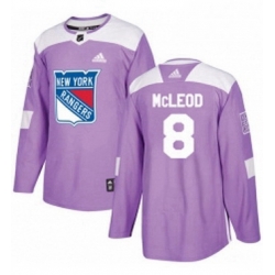 Mens Adidas New York Rangers 8 Cody McLeod Authentic Purple Fights Cancer Practice NHL Jersey 