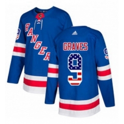 Mens Adidas New York Rangers 9 Adam Graves Authentic Royal Blue USA Flag Fashion NHL Jersey 