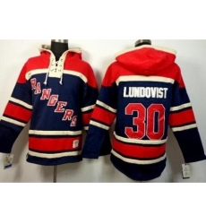 New York Rangers 30 Henrik Lundqvist Navy Blue Stitched NHL Sawyer Hooded Sweatshirt