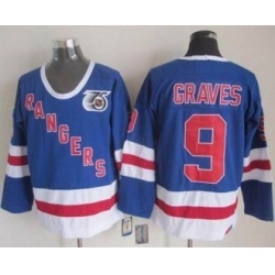 New York Rangers #9 Adam Graves Blue CCM 75TH Stitched NHL Jersey