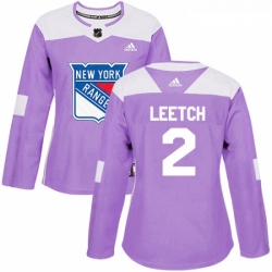 Womens Adidas New York Rangers 2 Brian Leetch Authentic Purple Fights Cancer Practice NHL Jersey 