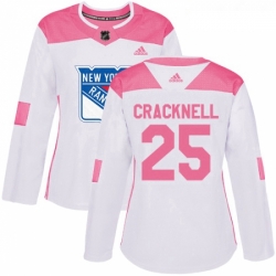 Womens Adidas New York Rangers 25 Adam Cracknell Authentic WhitePink Fashion NHL Jersey 