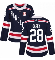 Womens Adidas New York Rangers 28 Paul Carey Authentic Navy Blue 2018 Winter Classic NHL Jersey 