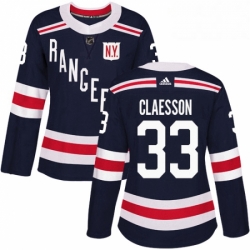 Womens Adidas New York Rangers 33 Fredrik Claesson Authentic Navy Blue 2018 Winter Classic NHL Jersey 