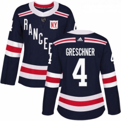 Womens Adidas New York Rangers 4 Ron Greschner Authentic Navy Blue 2018 Winter Classic NHL Jersey 