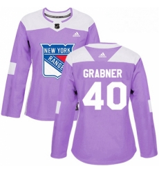 Womens Adidas New York Rangers 40 Michael Grabner Authentic Purple Fights Cancer Practice NHL Jersey 