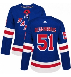 Womens Adidas New York Rangers 51 David Desharnais Authentic Royal Blue Home NHL Jersey 