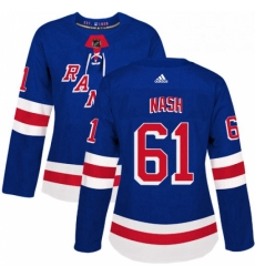 Womens Adidas New York Rangers 61 Rick Nash Authentic Royal Blue Home NHL Jersey 